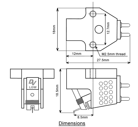 Dimensions of XX2 MC Cartridge